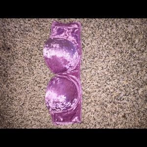 Pink/light purple velvet strapless bra